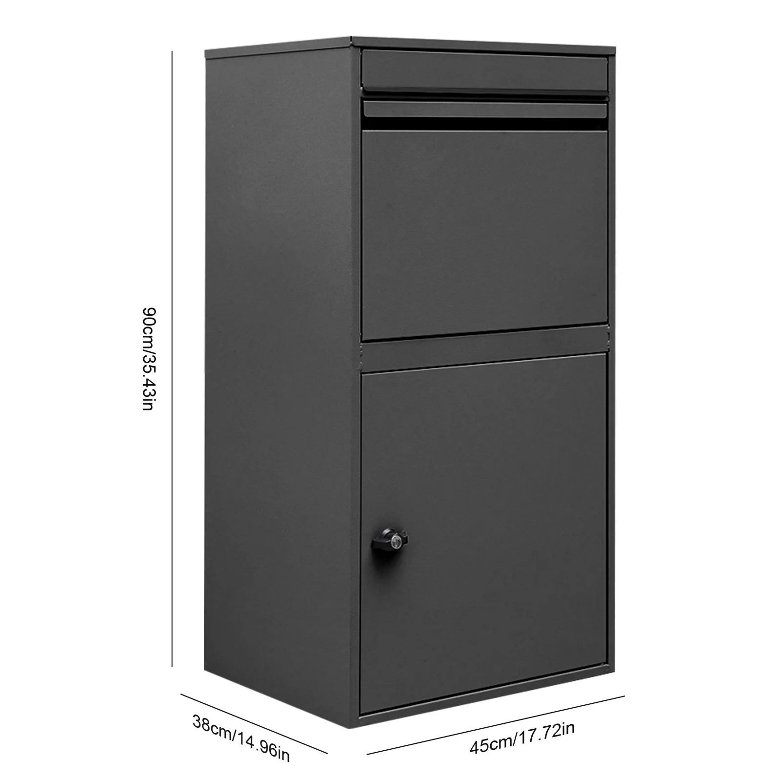 Black Metal Lockable Parcel Box Large Capacity Waterproof Design Anti Theft Secure Storage for Home Outdoor Package Delivery