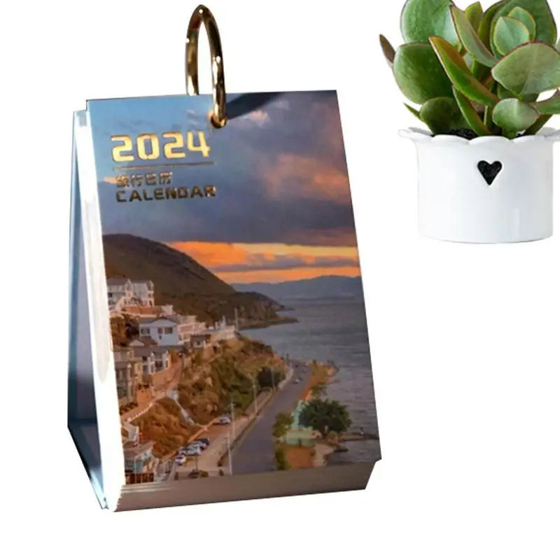 

Календарь для путешествий 2024, креативный декоративный календарь для красоты мира, настольный дисплей Ins, подарки, оригинальный красивый настольный календарь на заказ