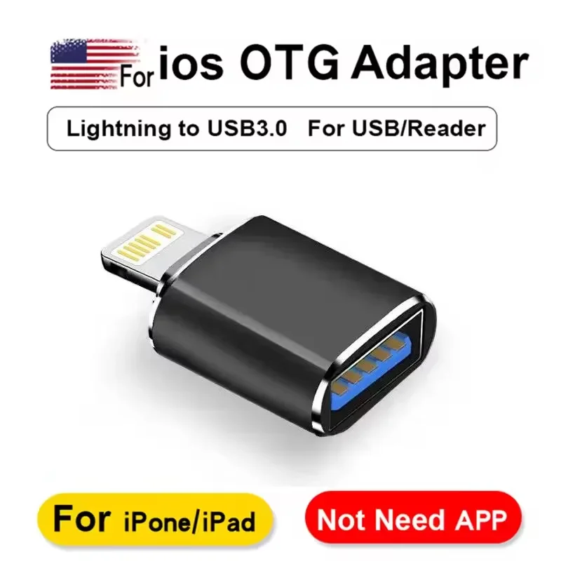 IPhone 14 13 12 11 Pro XS Max XR X 8 Plus 7 6s IPad Lightning Male 용 USB 3.0 OTG 어댑터 IOS 13 이상 용 USB 3.0 어댑터