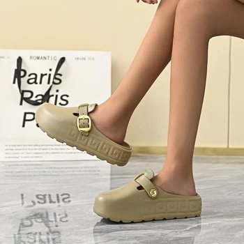 أحذية النساء 2025 نموذج جديد لاستبدال المكتب أحذية كسول مضادة للانزلاق للعمل نصف الوجه يتخبط قبعات لأصابع القدم ملابس خارجية للصيف 4