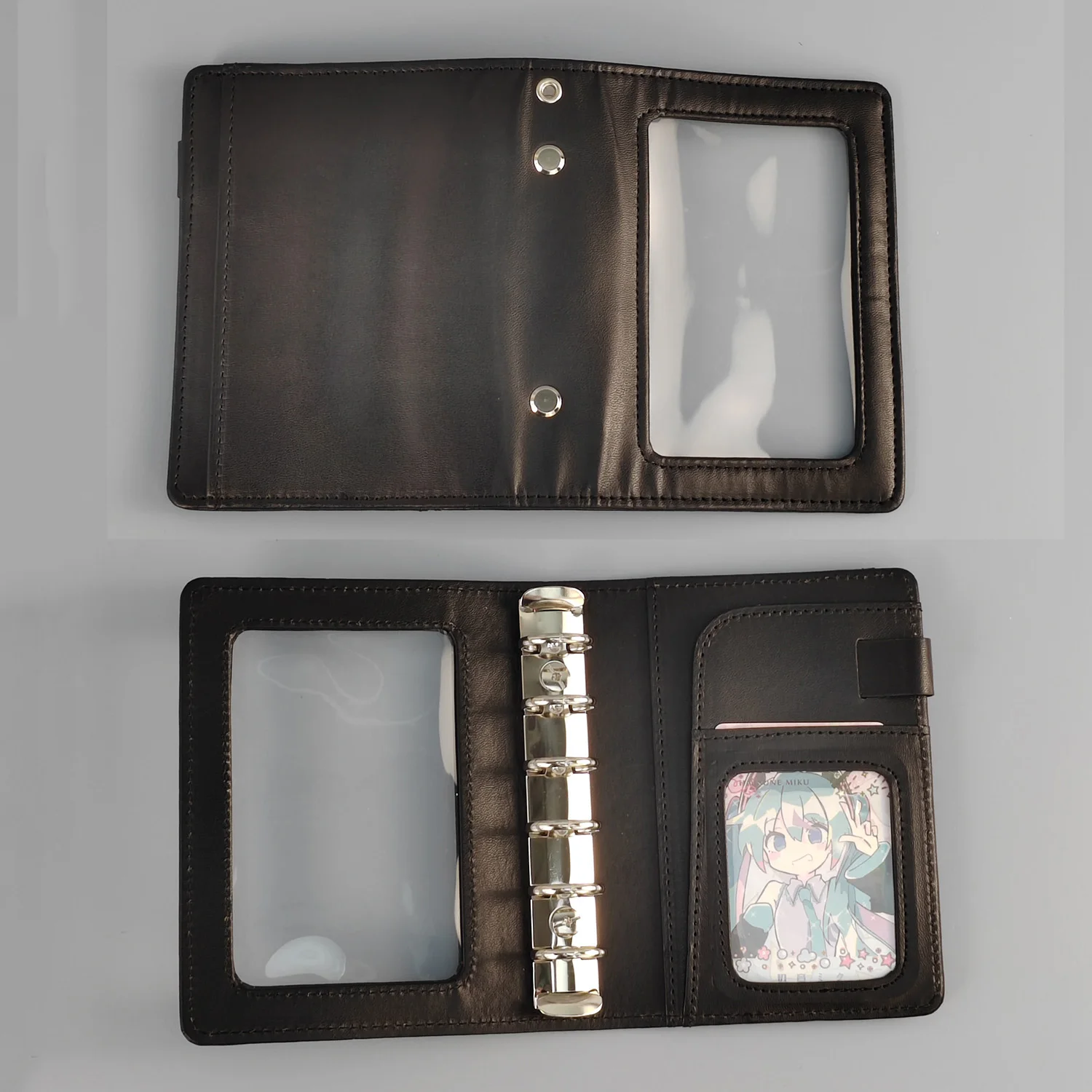 Transparent Cover Notebook Binder with Star Design - Soft Faux Leather Portable Notepad & Photo Album