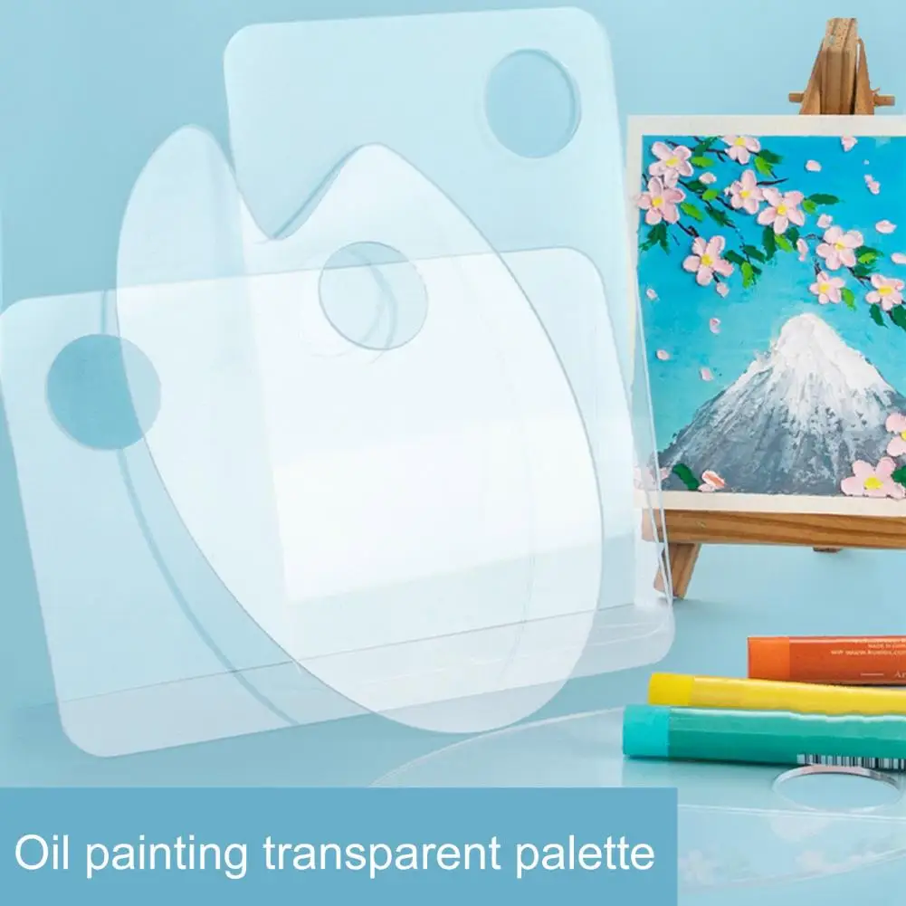 

Painting Palette Transparent Comfortable Grip Clear Acrylic Oil Paint Pigment Mixing Tray With Thumb Hole Studio Accessories