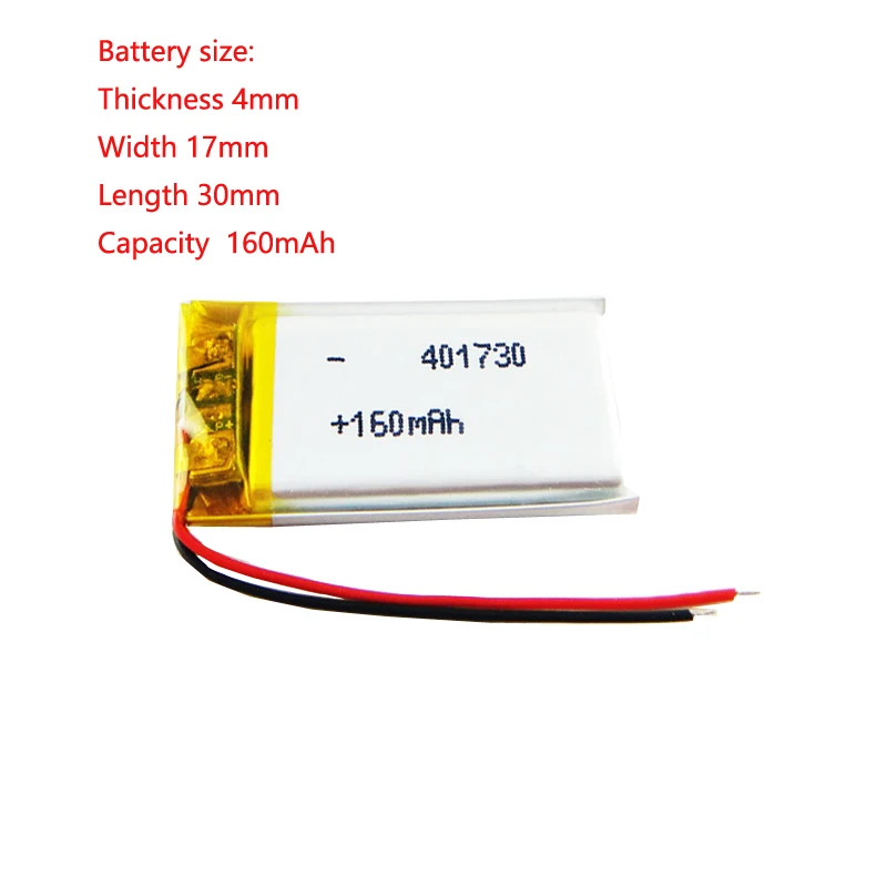 

High Energy Rechargeable 401730 Li Polymer 3.7v 160mah Lipo Battery For Earphone/Smart Watch/Bluetooth Headset Gps Sat Nav Bluet