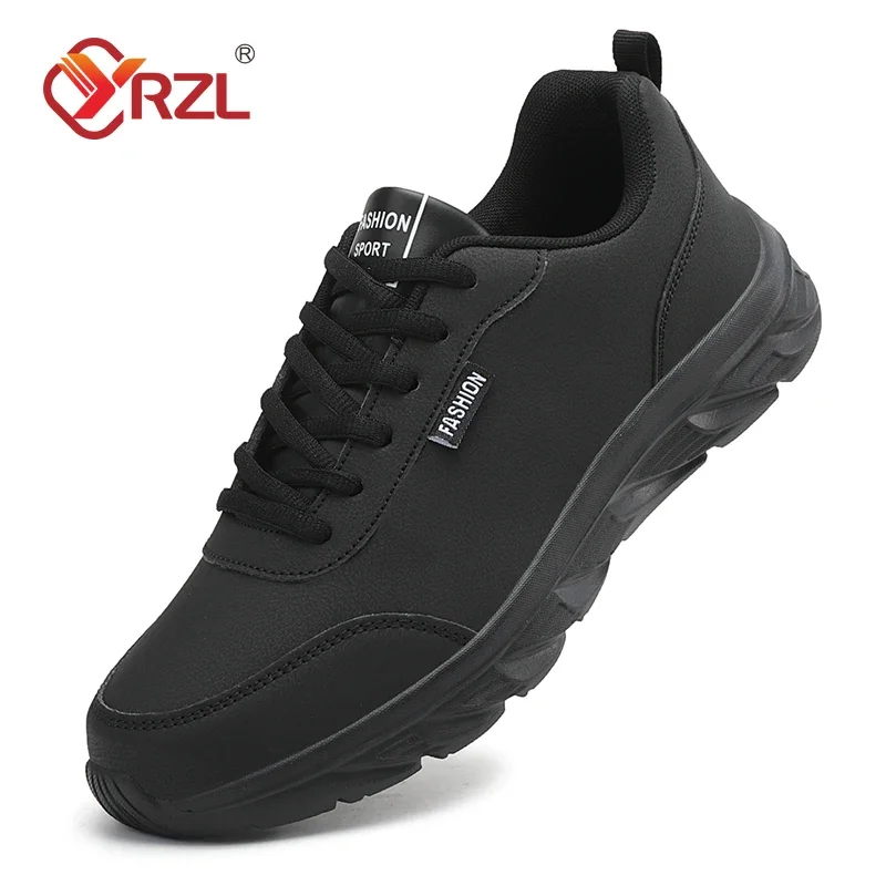 YRZL Men's Running Shoes Artificial Leather Waterproof Lightweight Non Slip Comfortable Sport Sneakers for Men Casual Walking 4