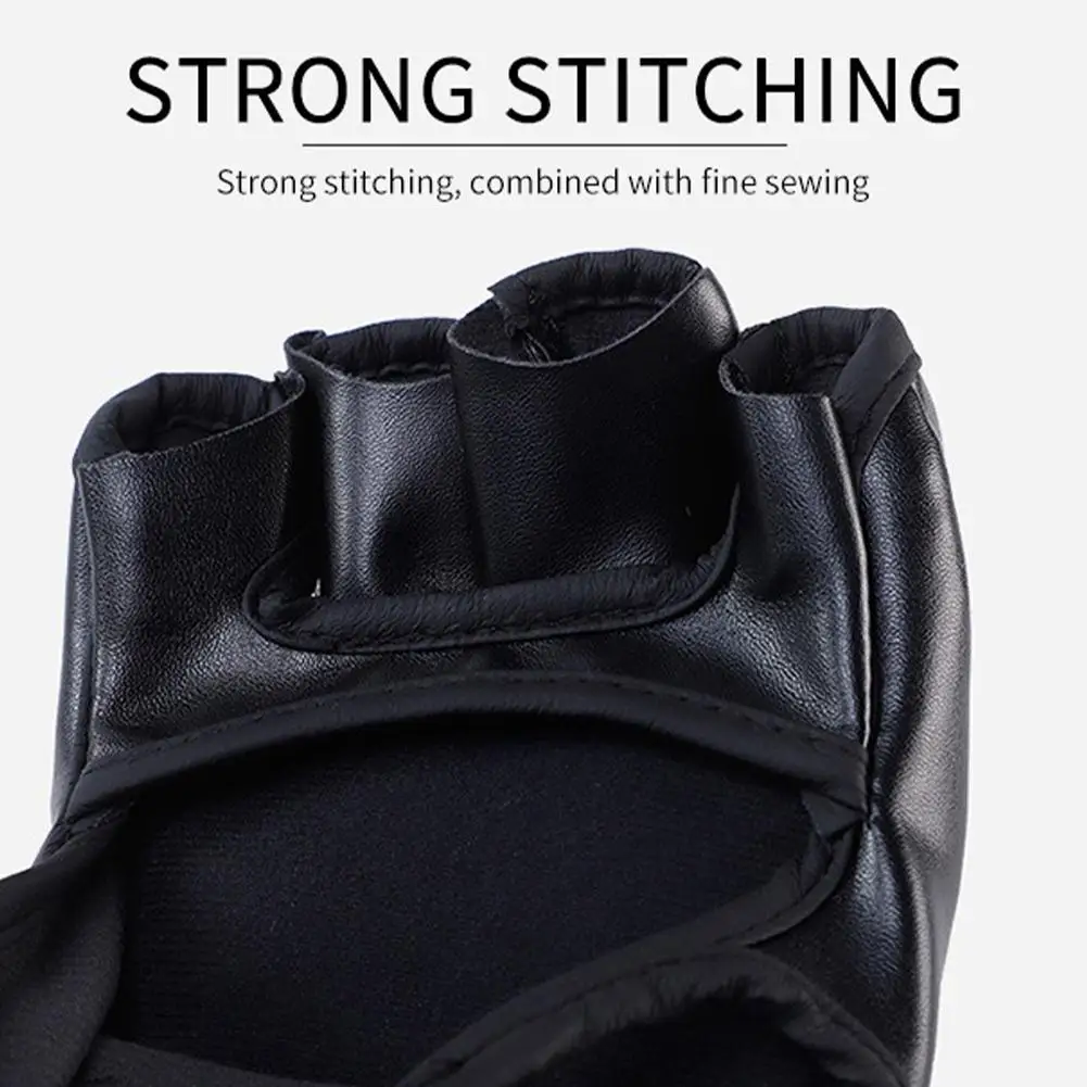 Professionelle Boxtrainingshandschuhe Halbfinger-Lederhandschuhe mit Polsterung für Erwachsene Sanda Boxen UFC Training Sandsack Knöchelschutz – Detail 10