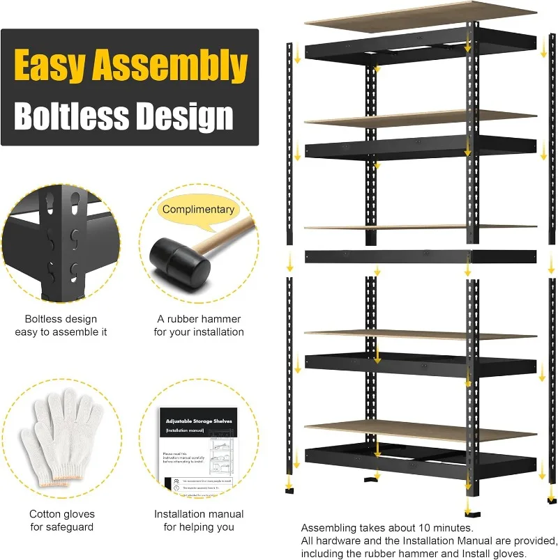 4 Pack Storage Shelves 48" x24" x 72" 5 Tier Adjustable Garage Storage Shelving Heavy Duty Metal Storage Utility Rack Shelf Unit 5