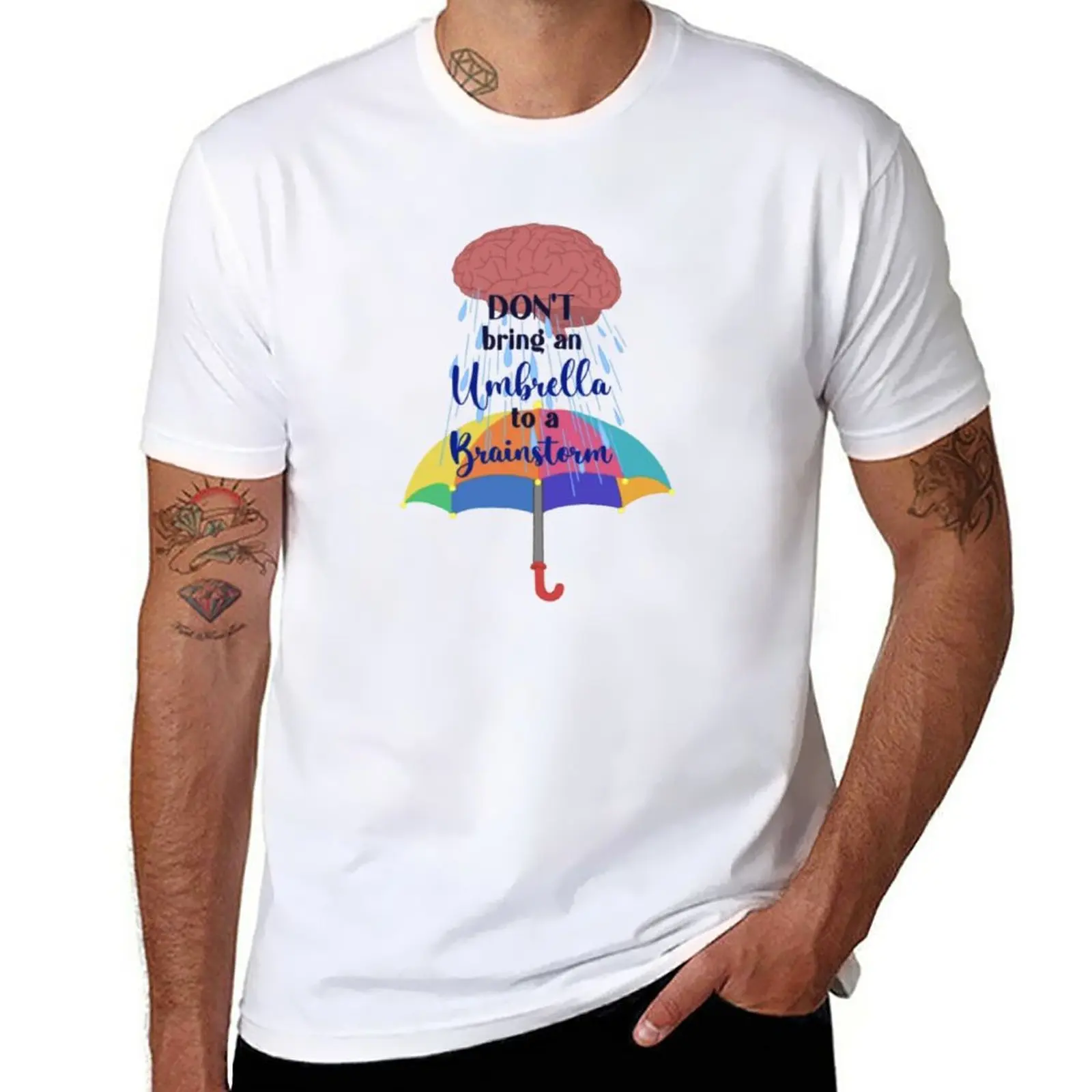 Футболка с надписью Don't bring a umbrella to brainstorm, эстетическая одежда, тяжелые футболки для мужчин