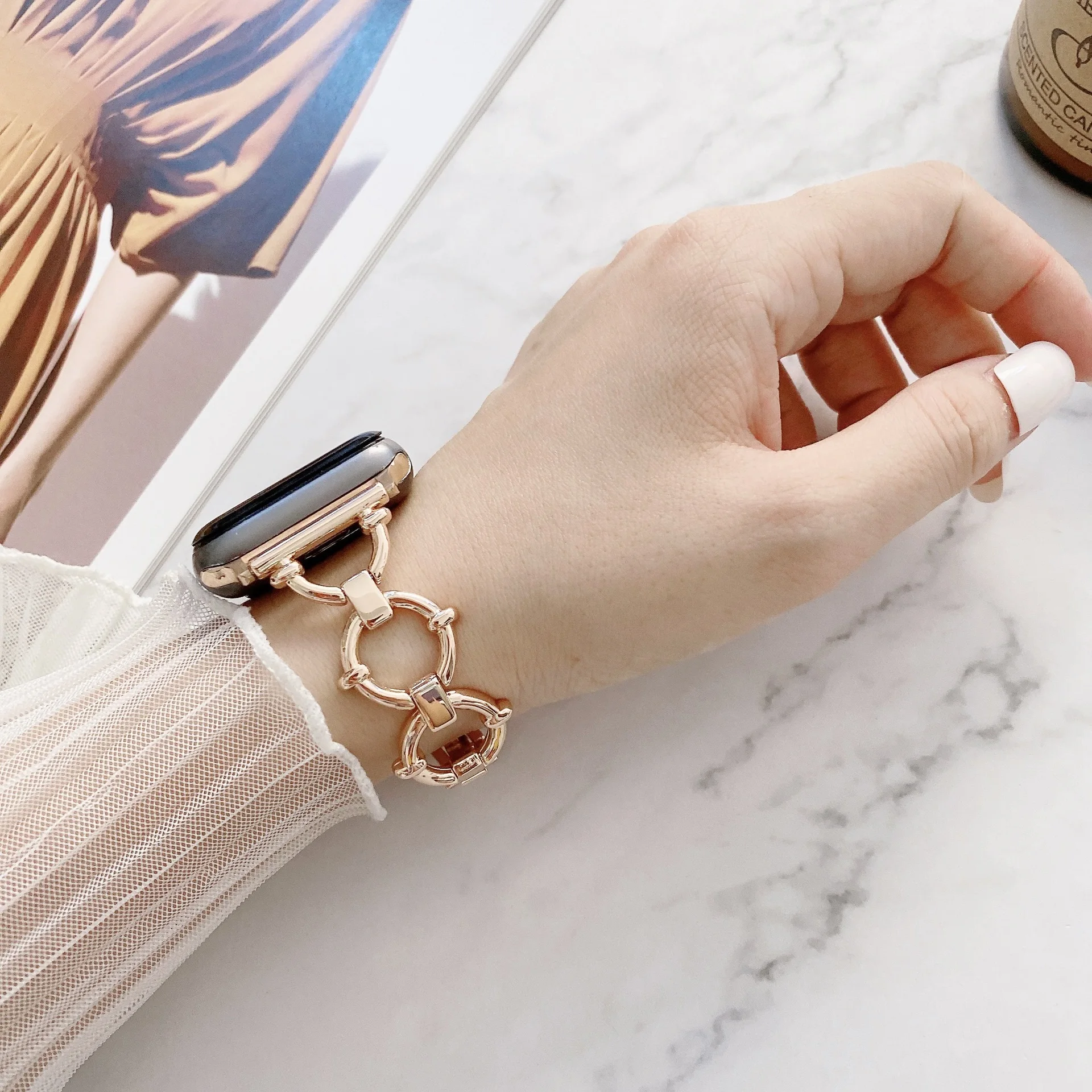 Elegant Women's Slim Stainless Steel Bracelet Watch Band with Metal Strap
