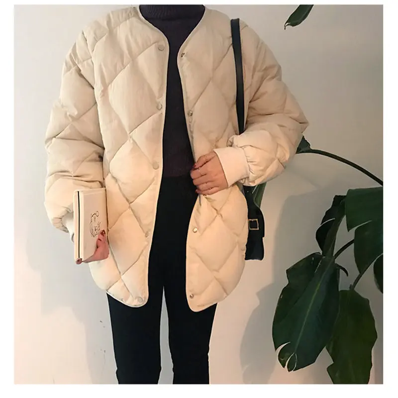 2024 New Office Fashion Casual Winter Thicken Windbreaker Coat Women Warm Loose Cotton Coats Long Sleeve Outerwear High Quality