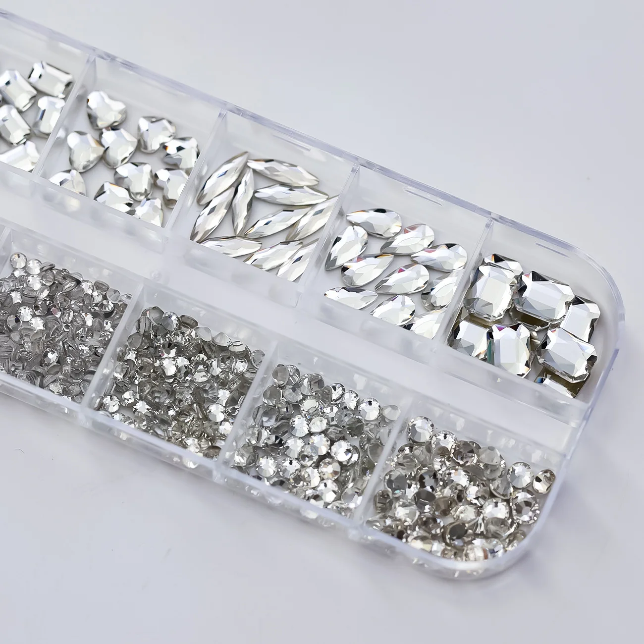 Gemischte hellrosa 3D-Nagel-Strasssteine, Kristall, Herz-Tropfen, quadratisch, runde Form, Glas-Edelsteine, Steine, Maniküre, Nagelkunst-Charms, Zubehör – Detail 12