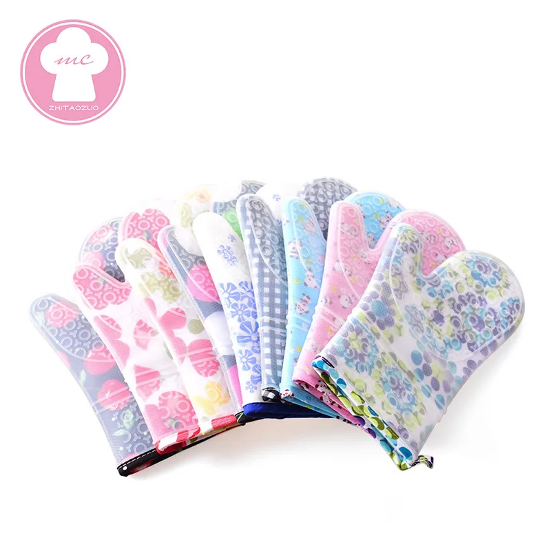 

1PC Silicone Heat Resistant Gloves Household Cotton Microwave Mittens Oven Kitchen Baking Glove Cooking Barbecue Accessories