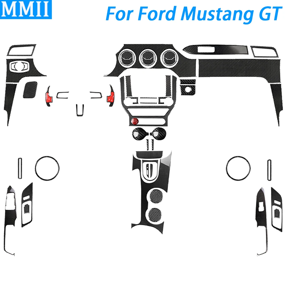 Для Mustang GT 2015 2016 2017 2018 2019 2020 набор панелей переключения передач из углеродного волокна для воздуховыпускного отверстия отделка Аксессуары для салона автомобиля Наклейка