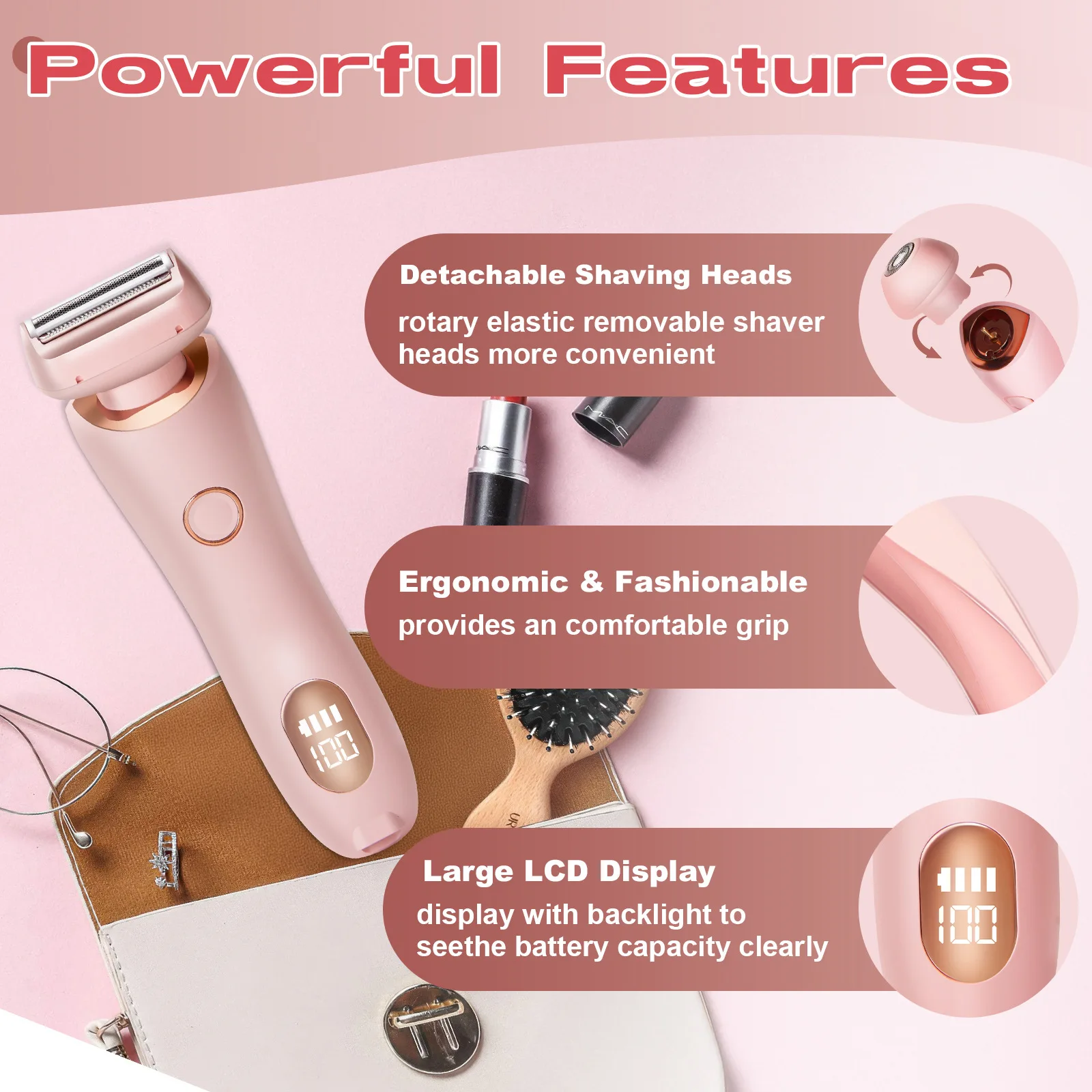 Electric Shaver 2 In 1 Bikini Trimmer Face Shavers Hair Removal for Underarms Legs Ladies Body Trimmer IPX7 Waterproof for Women