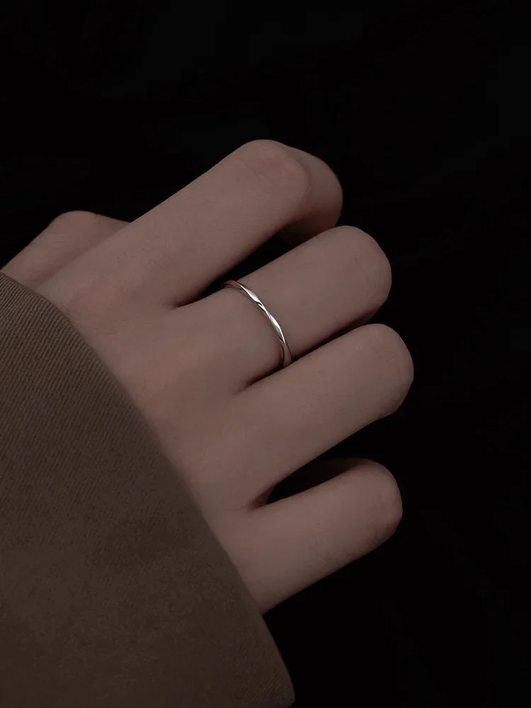 Silver Rings Silver Ring 925 Sterling Silver Geometric Bending Adjustable Open Ring For Women Party Birthday Gift