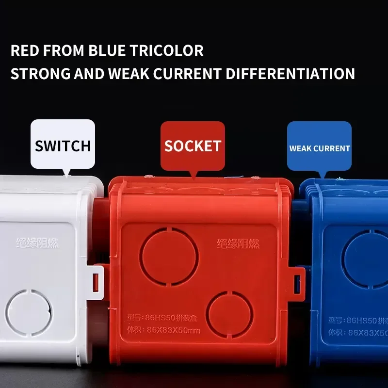 5 Sets Electrical Outlet Mounting Boxes for Type 86 Switch Sockets Recessed Design Wire Slots