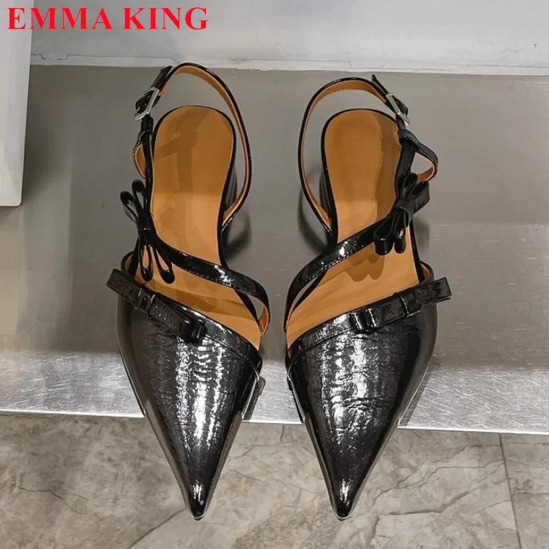 

2023 Summer Women's Flats Casual Shoes Leather Pointed Toe Slip on Flat Shoes for Woman Ballet Flats Design Bow Women's Sandals