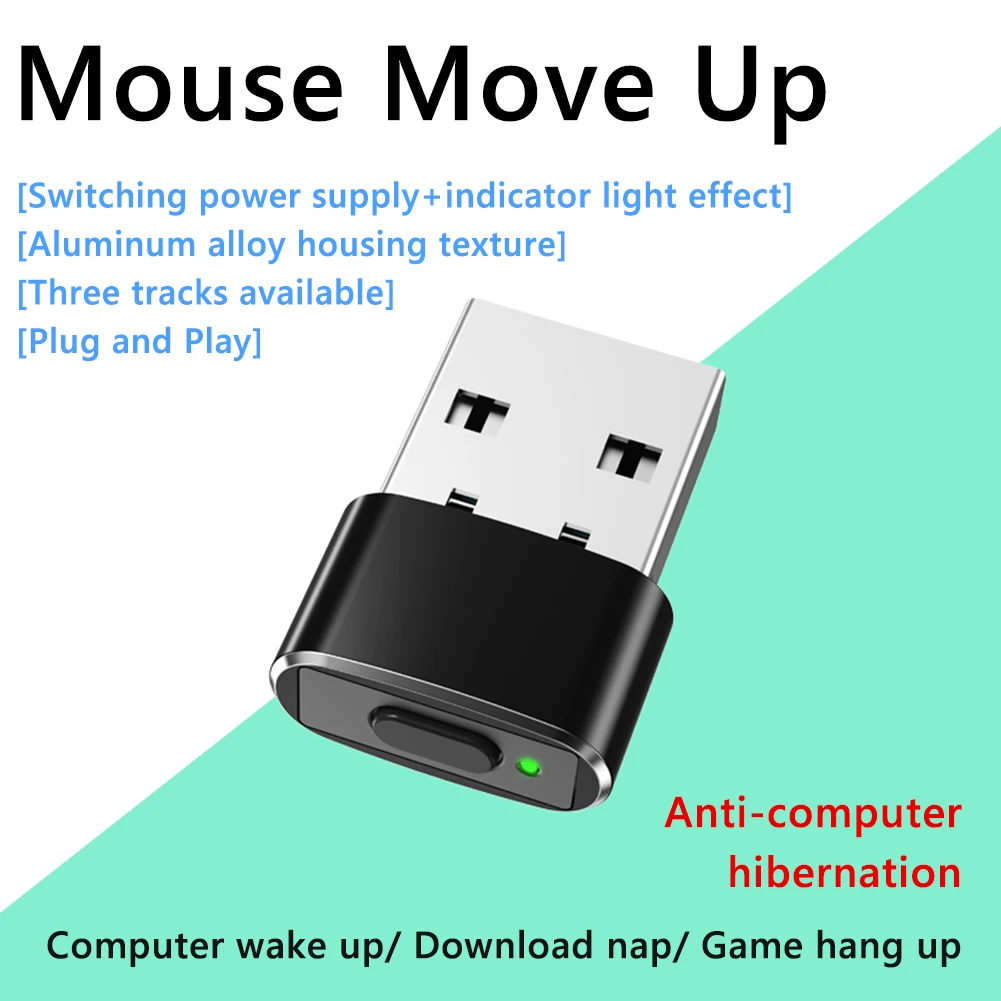 Mini Mouse Movement Simulator ON/Off Button USB Automatic Move Cursor Undetectable Plug and Play Keeps Awake for Laptop Desktop