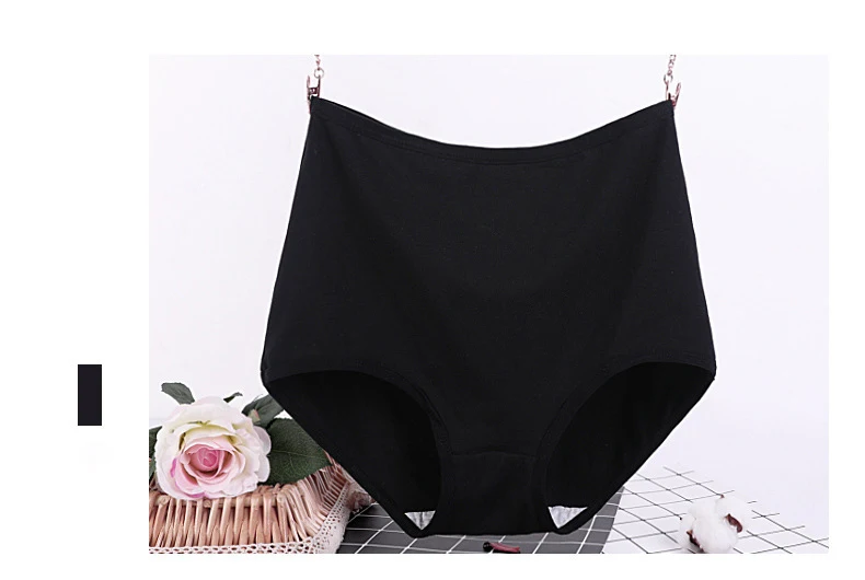 3pcs Cotton Women Panties Lady Plus Size Underwear Large Size High Waist Briefs Breathable Solid Color Female Lingerie