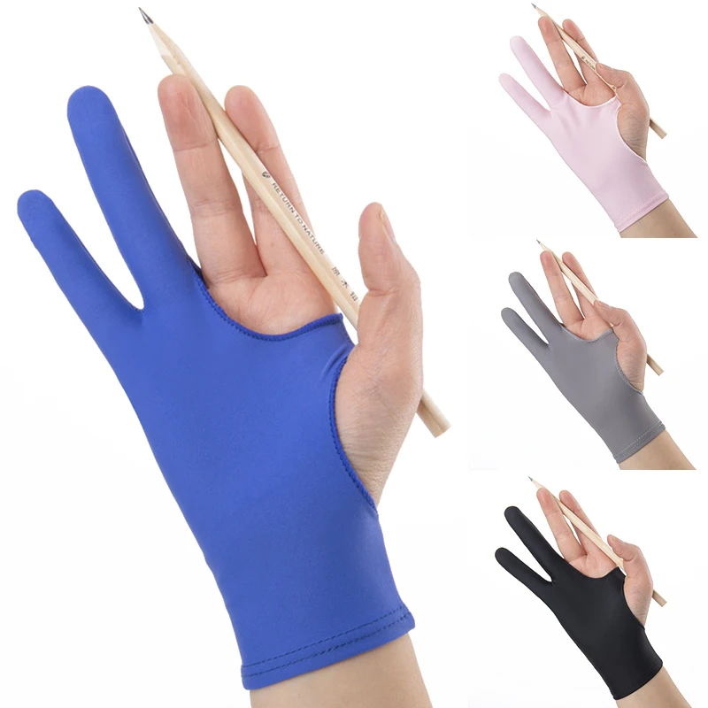 

New Solid Color 2 Fingers Glove For Writing Designer Elastic Anti Touch Drawing Glove Right And Left Hand Drawing Tablet Glove