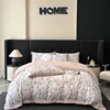 4Pcs Lyocell Bamboo Fiber Soft Silky Cool Feeling Floral Plant Prints Bedding Set Duvet Cover Bed Sheet/Fitted Sheet Pillowcases 6