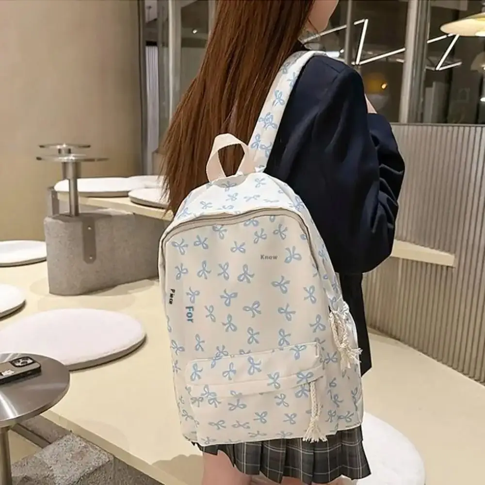 1Pcs New Lightweight Bow Backpack Nylon Cute Students School Bag Large Capacity Storage Bag for Girls 3