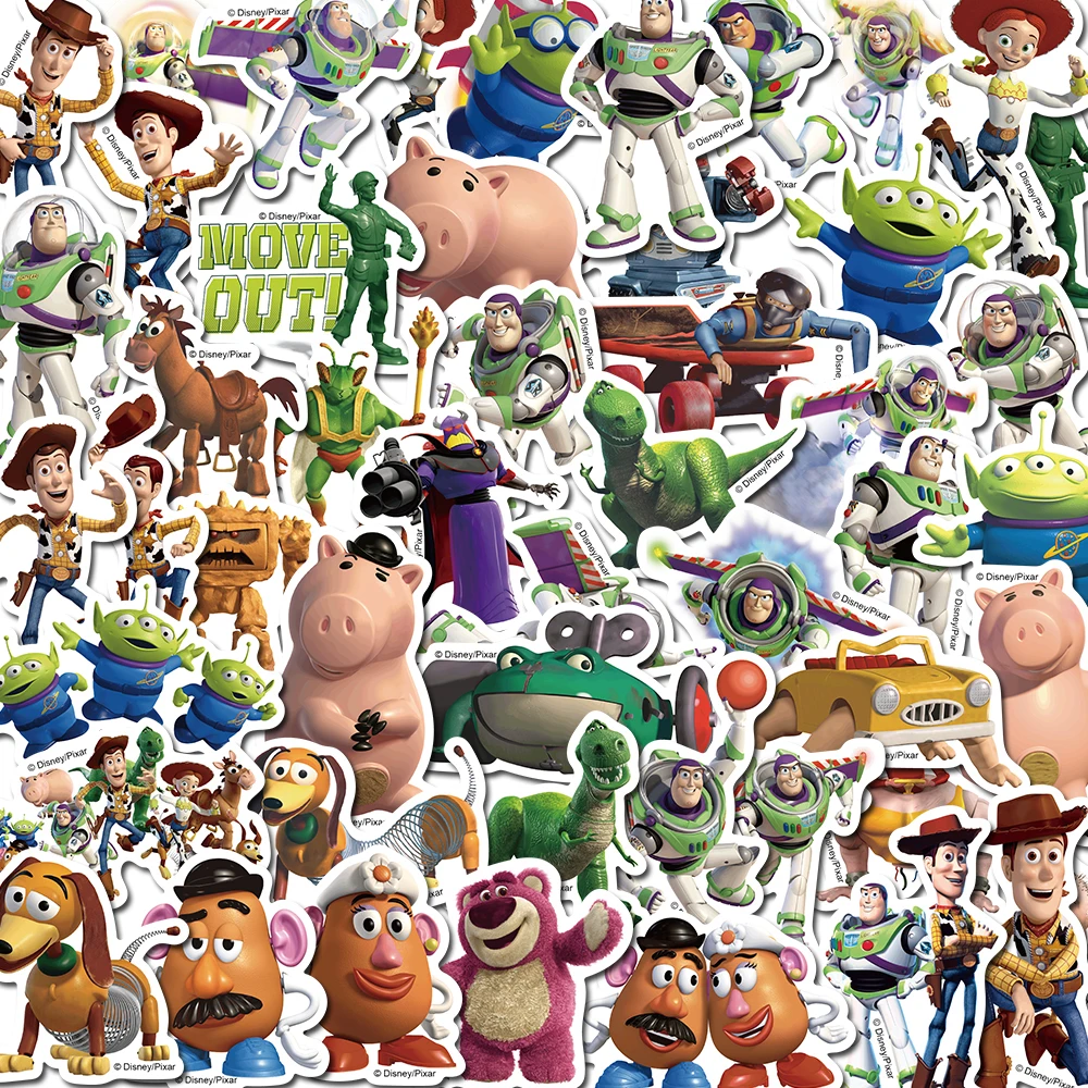 

10/30/50pcs Disney Cartoon Toy Story Stickers Woody Buzz Lightyear Sticker Laptop Skateboard Phone Bike Kawaii Decals Toys Gift