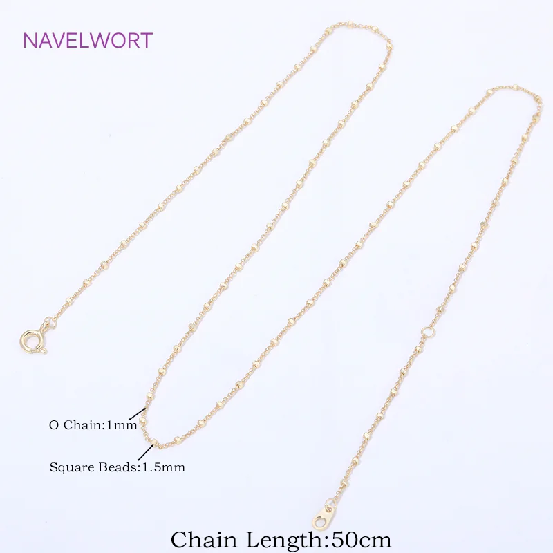 Elegant 18K Gold Plated Square Beads Necklace Chain with Spring Clasp
