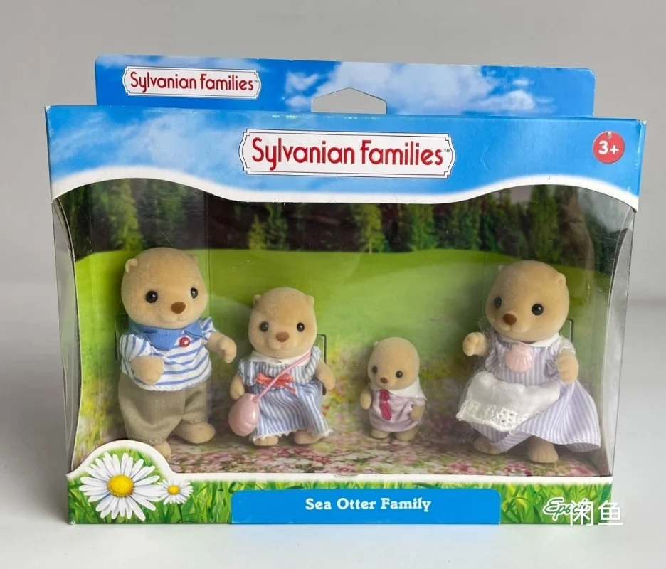 

New Sylvanian Families Sea Otter Family Toy Simulation Doll Bell Cat Series Set Family Plush Doll Christmas Birthday Gift