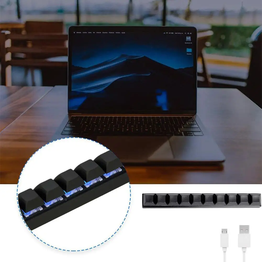 맞춤형 미니 USB 유선 키보드, DIY 단축키 키보드, 블랙 USB 프로그래밍 가능 매크로 기계식 키보드, PC E0Z6 용, 10 키