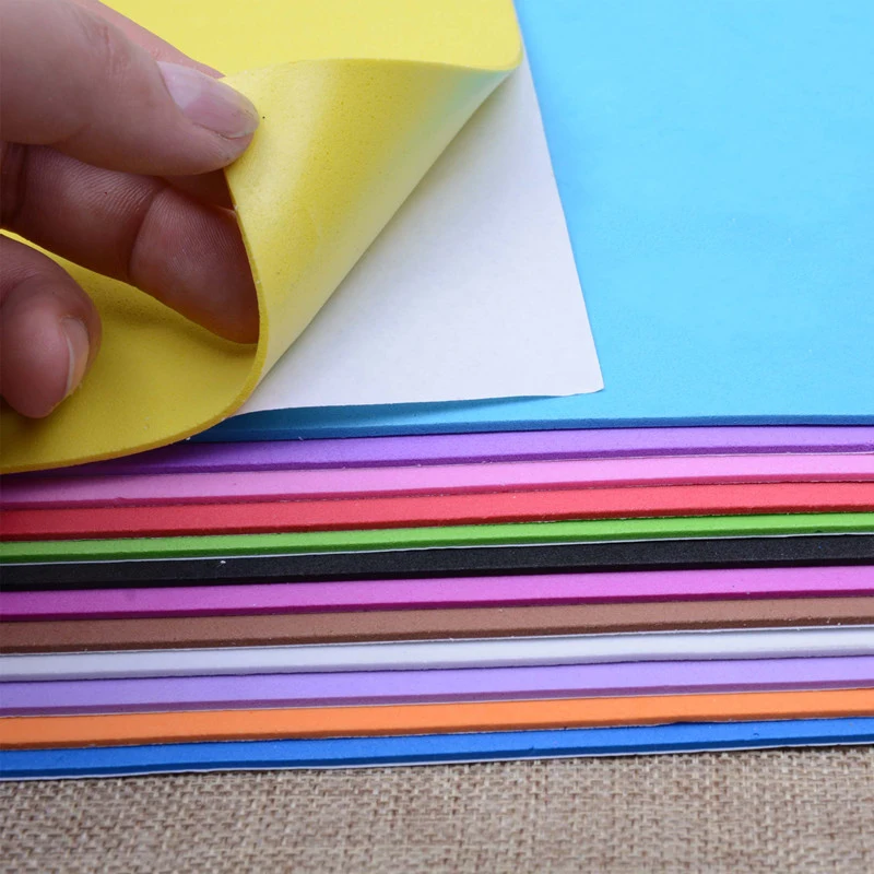 Multicolor Sponge Foam Paper 10pcs/lot 10 color A4 2mm Fold scrapbooking Paper With Adhesive Craft DIY