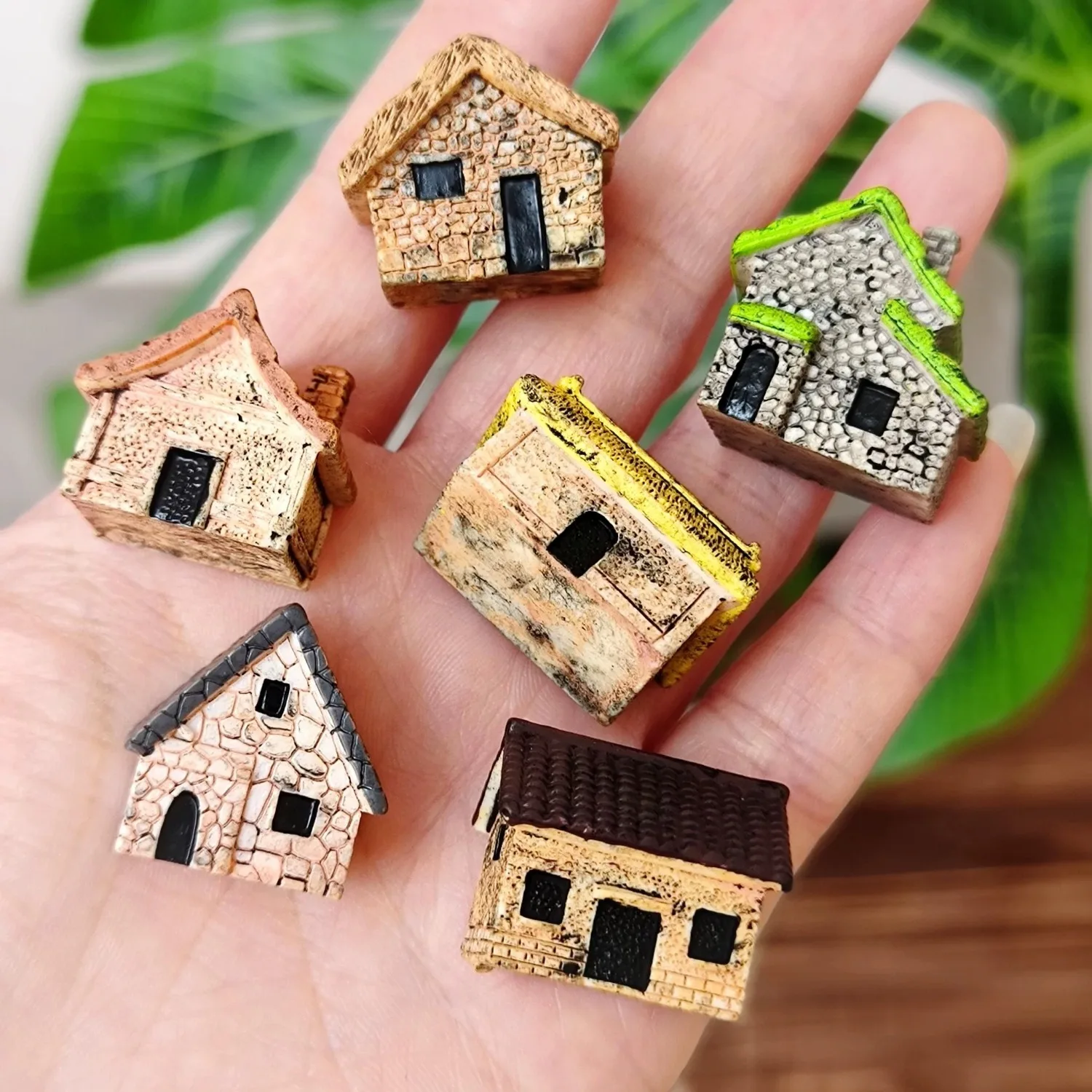 รูปสินค้า บ้านจิ๋วสไตล์เรโทร 6 ชิ้น ตกแต่งสวนสวย