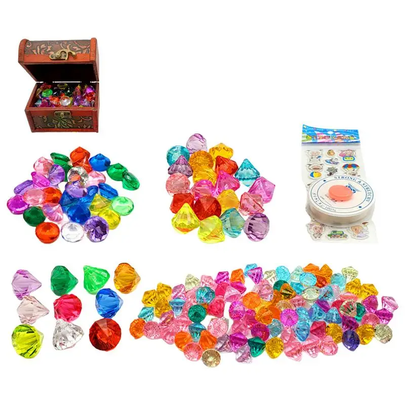 

Diving Gem Pool Toys Sand Toys Treasures Chest Toy For Kids Pirate Diving Toy Set Underwater Swimming Toy Acrylic Gemstones Boy