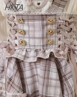 Original Japanese Mines Lolita Strap Skirts Women High Waist and Thin Frilly Pleated Skirt College Style Liz Girl Plaid Skirt - Image 2