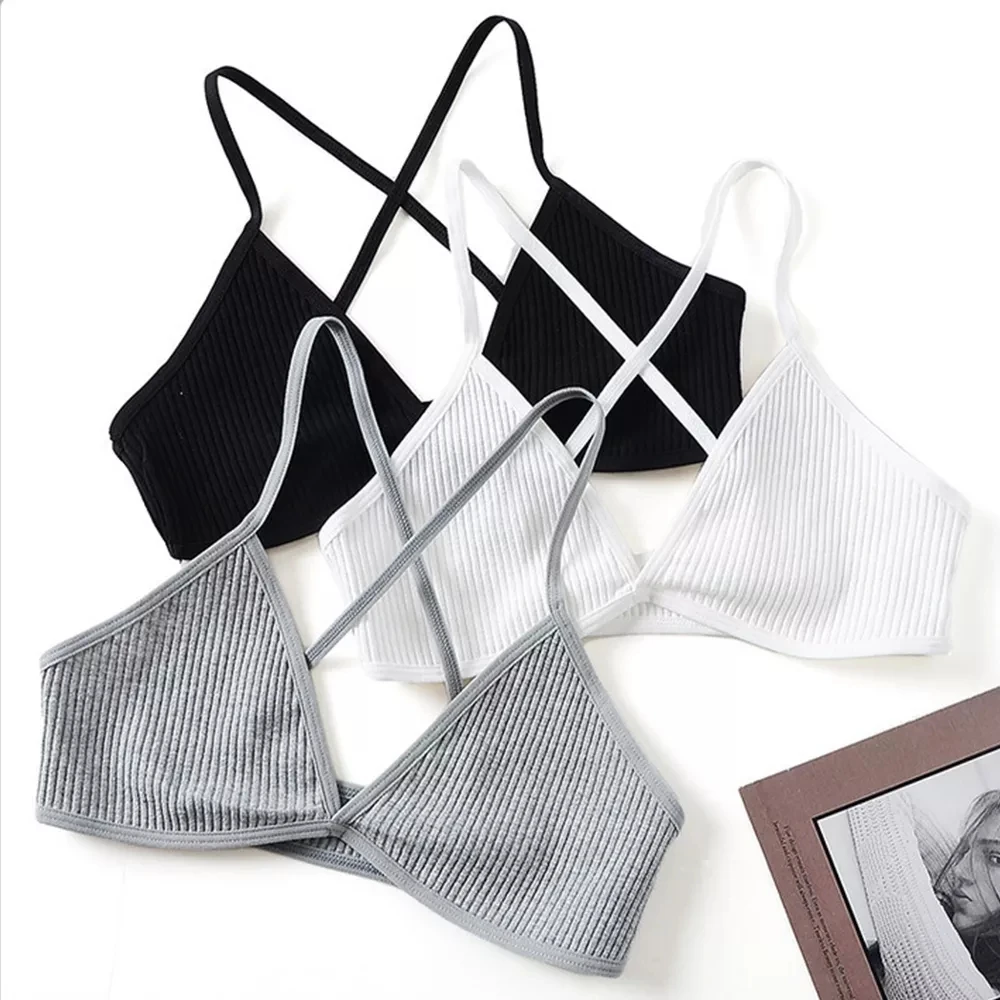 Reggiseno Sportivo Da Donna Reggiseni In Cotone Comfort Per Donna Bralette Sottile Stile Francese Sexy Deep V Triangolo Cup Cross Tank Top Reggiseno Y