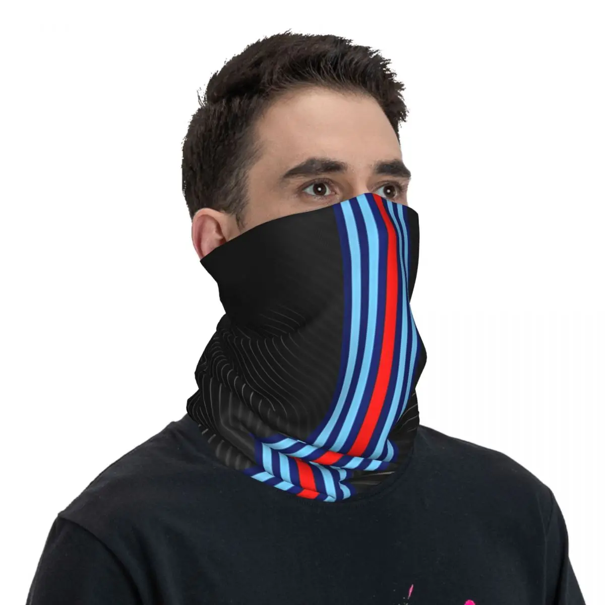Motorcycle Bandana Carbon Fiber Racing Stripes Neck Cover Balaclava Riding Unisex Adult Washable