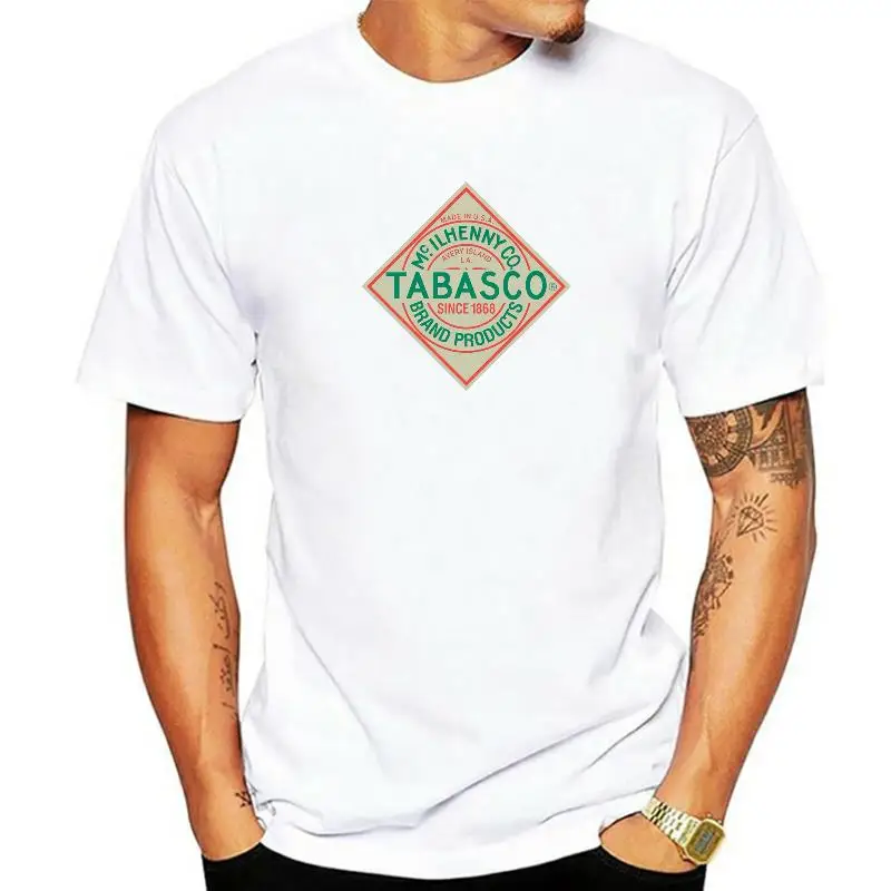 Maglietta Divertente Maglietta Da Uomo Novità Maglietta Tabasco Sauce Heather T-Shirt-Label Maglietta Casual In Cotone Da Uomo Broadcloth Short