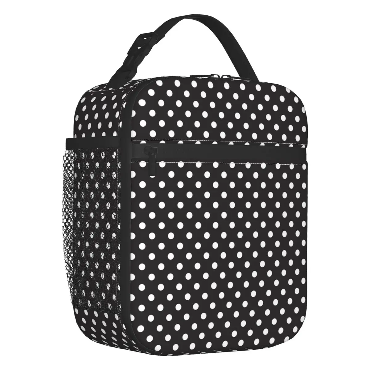 

Классическая черно-белая изолированная сумка для ланча в горошек для женщин, водонепроницаемая Термосумка-холодильник для ланча, Пляжная дорожная сумка-тоут для кемпинга
