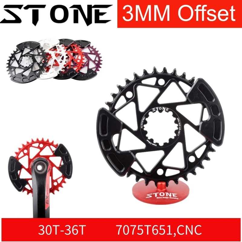 

Stone Bike Chainring 3mm Offset Direct Mount Round for Sram DUB GX Eagle X9 X0 XX1 X01 30t 32 34t 36T with Chainring Guard