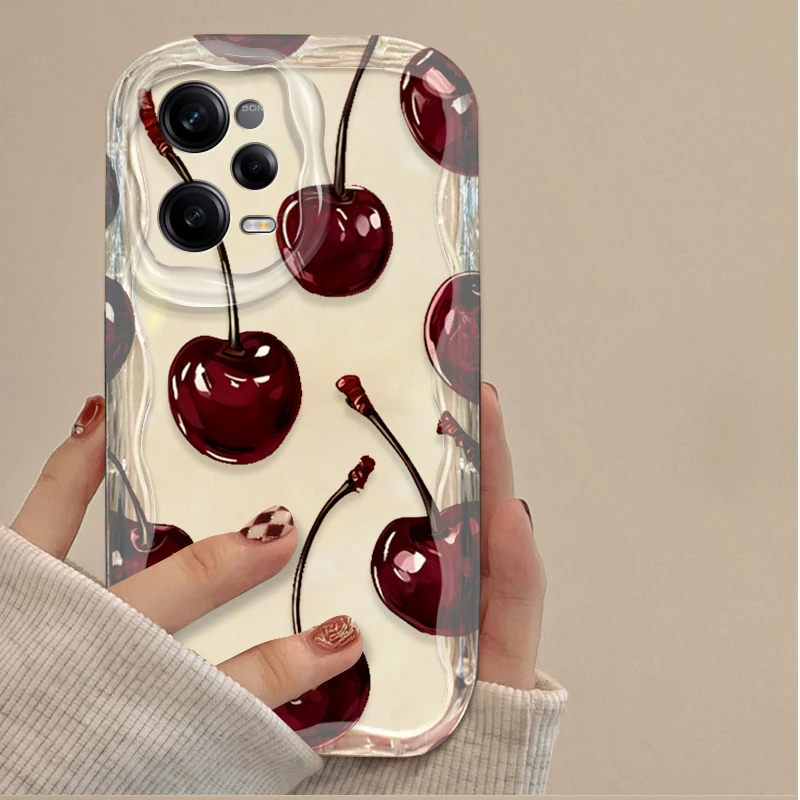 Cute Red Cherry Butterfly Pattern Clear Phone Case Cover