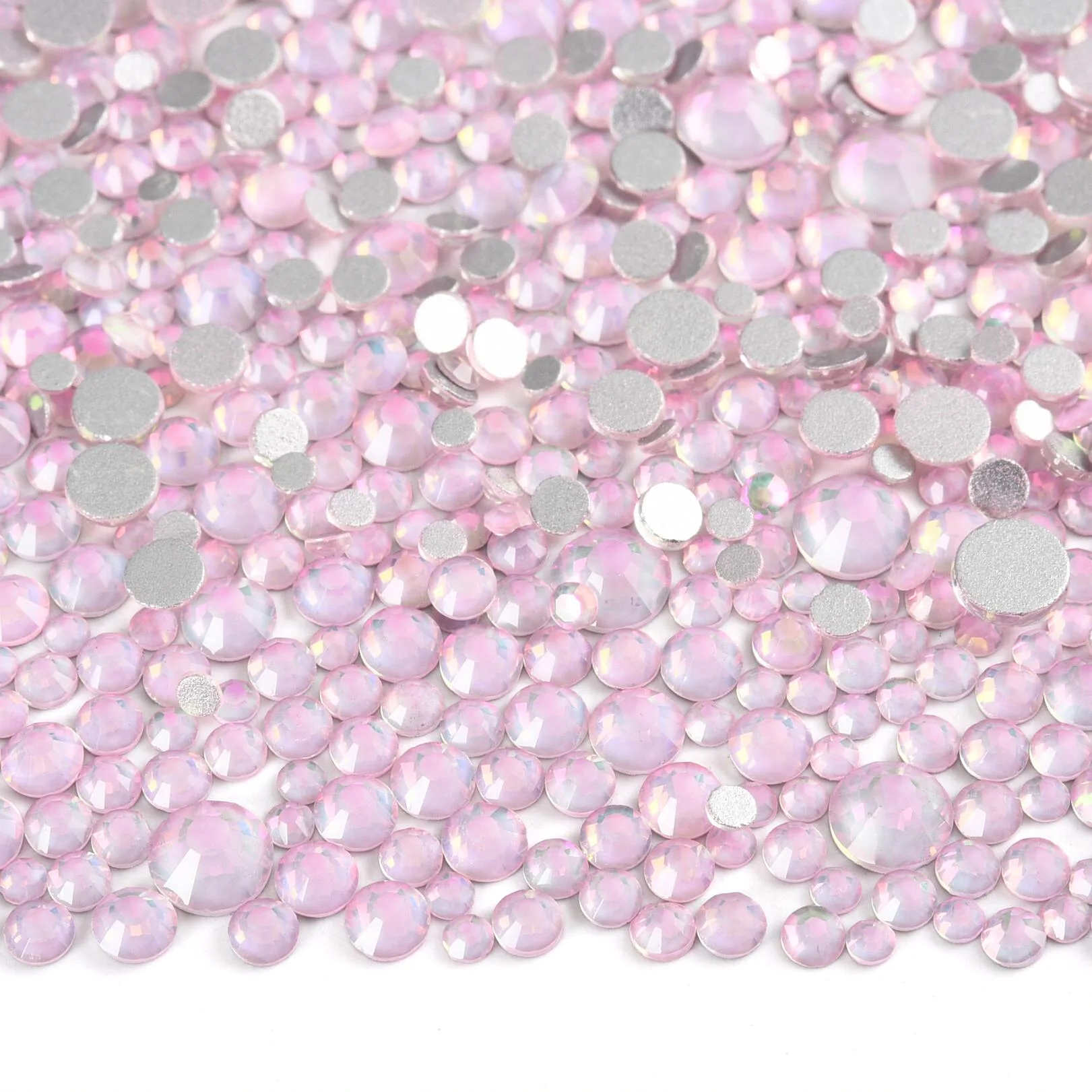 Light Pink GemStone Mix Non-Hotfix Flatback Rhinestones for Nail Art and Garment Decorations