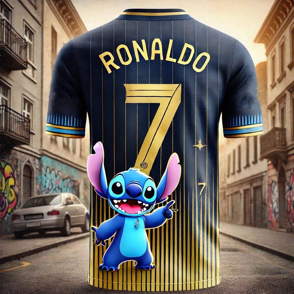 Men's New Ronaldo Football T-shirt Stitch 3D Cartoon Printed