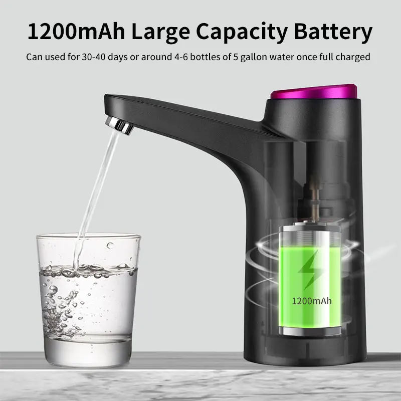 HiPiCok Electric Water Dispenser with Universal Bucket Cap Water Bottle Pump USB Automatic Water Pump for any Gallon Bottle 4