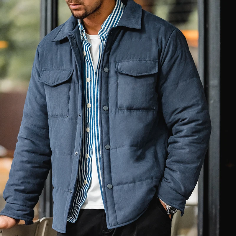 Maden Reversible Peach Pile Cotton Jacket for Men Anti-wrinkle and Warm Thickened Coat Fall and Winter Casual Multi-Pocket Parka 2