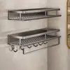 Bathroom Shelves Corner Shower Shelf Aluminum Wall Mount Shampoo Storage Rack Holders No Drill Kitchen Bathroom Accessories 1