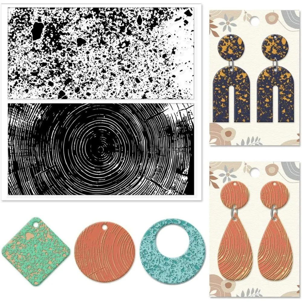 Rock Particles Polymer Clay Texture Sheets Growth Rings Texture Stamp Sheets Silicone Texture Stamp Polymer Clay Texture Mat