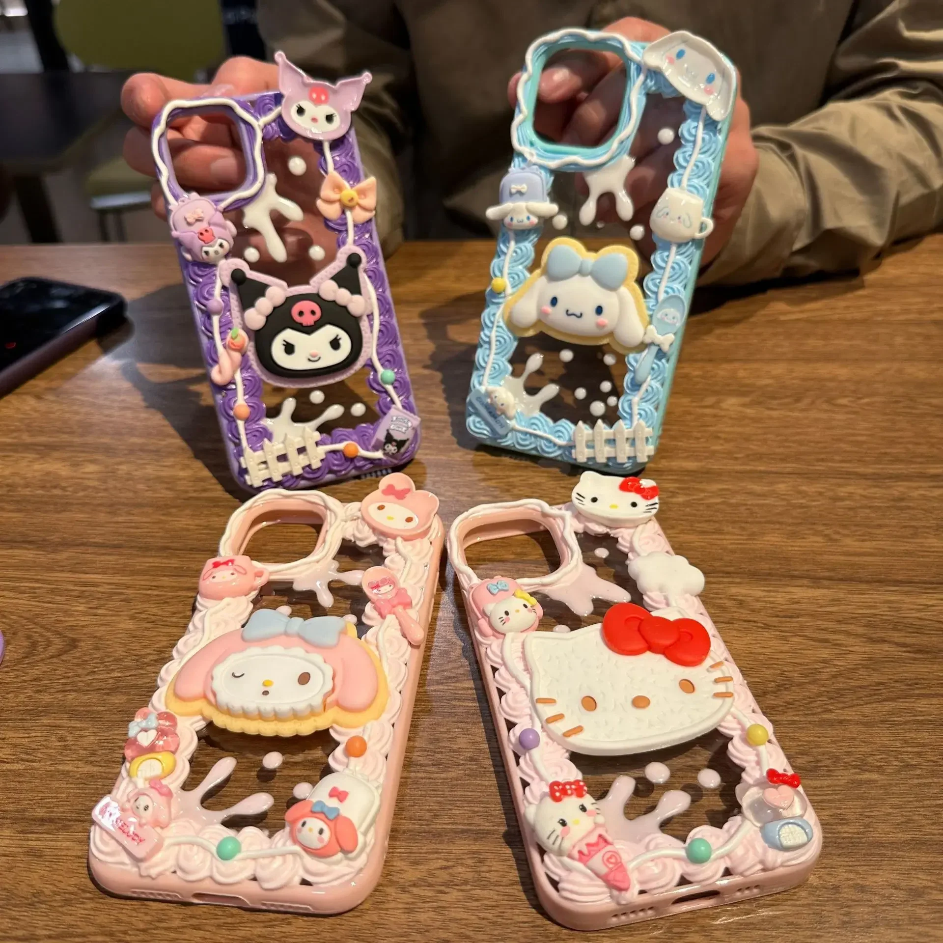 

Kuromi Kuromi Cinnamon Dog Melody Peripheral Suitable For IPhone Mobile Phone Finished Cream Glue Cute Phone Case The Best Gift