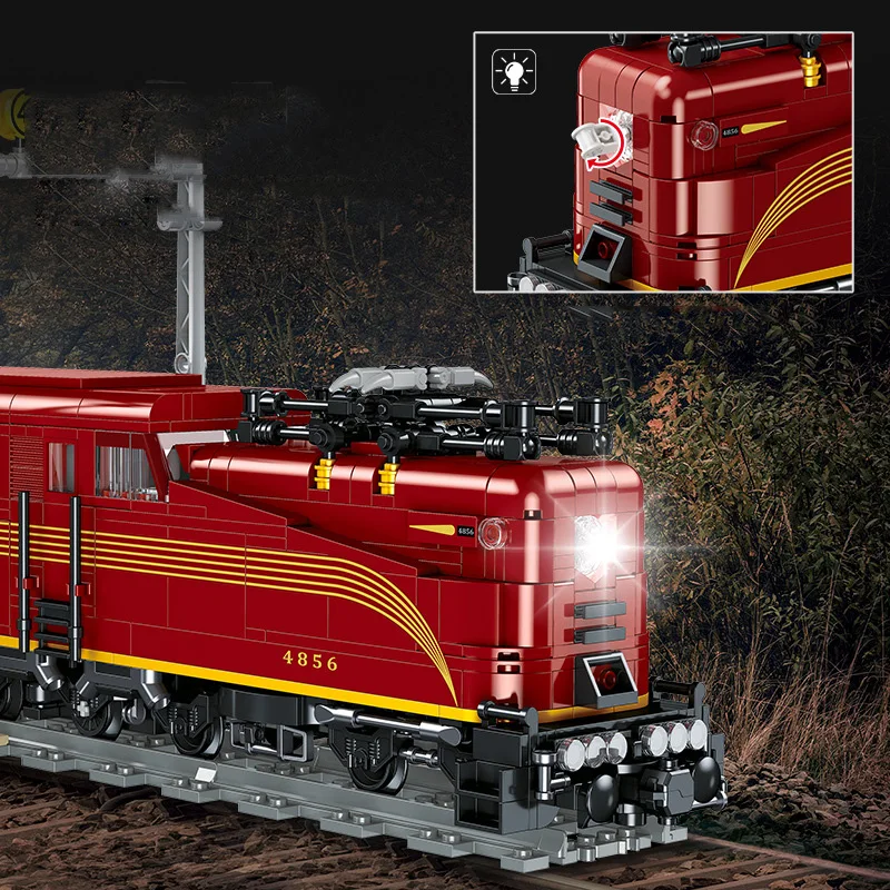 Klassisches Stadtfahrzeug-Bausteinset Eisenbahn-Konstruktion Vintage-Expresszug Lernspielzeug-Kollektion mit Beleuchtung