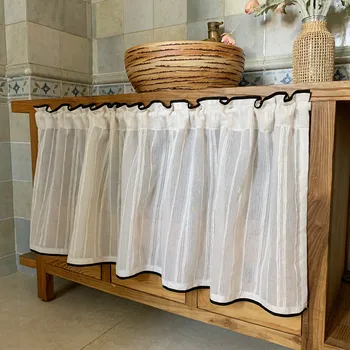 Tenda corta da cucina, caffè, fattoria, stile country rustico, piccola finestra, porta, casa, tessuto casual, tenda per camera da letto 1