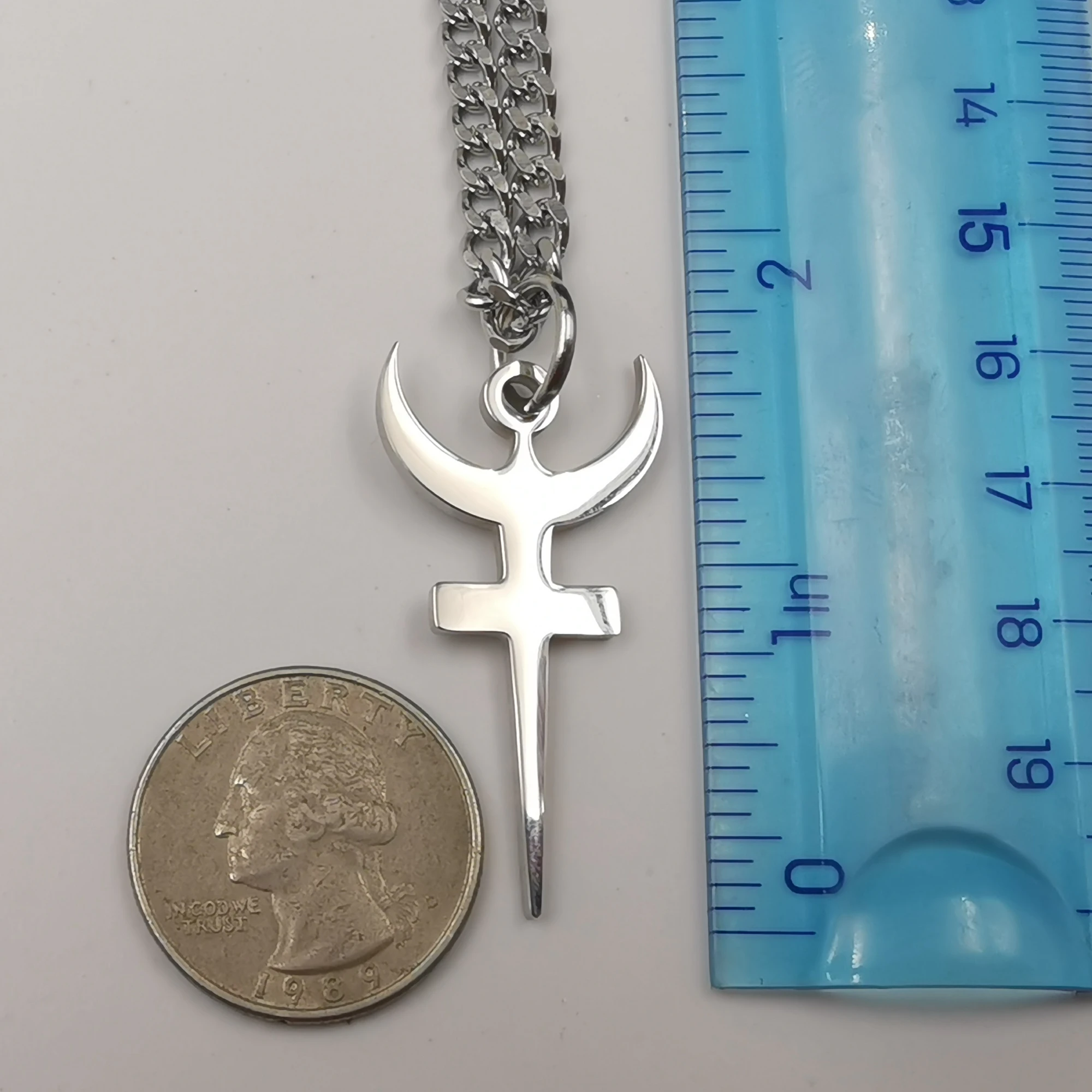 Hades Symbol Necklace Religious Trident Pendant Stainless Steel Ancient Greek Amulet Necklace Perfec Gift for Sailors Chain 24'' 4
