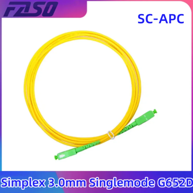 30M 50M SC/APC Fiber Optic Path Cord Cable Simplex 3.0mm Single Mode G652D Optical Fiber Jumper Cable APC Yellow LSZH